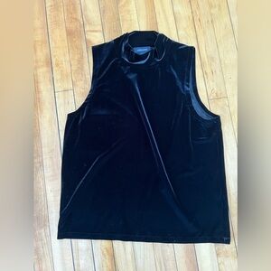 J Crew Velvet Black Mock Neck Tank Top Vintage 90s Women’s Large